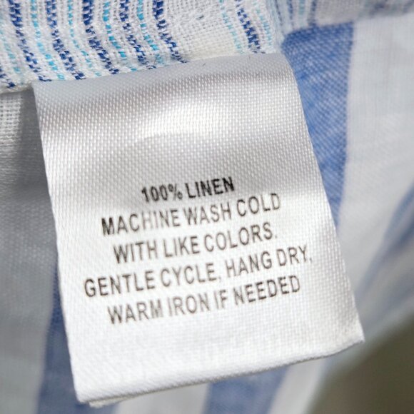 NWT UNTUCKit VIETTI BLUE WHITE STRIPED 100% LINEN BUTTON FRONT COLLARED SHIRT - Picture 5 of 8